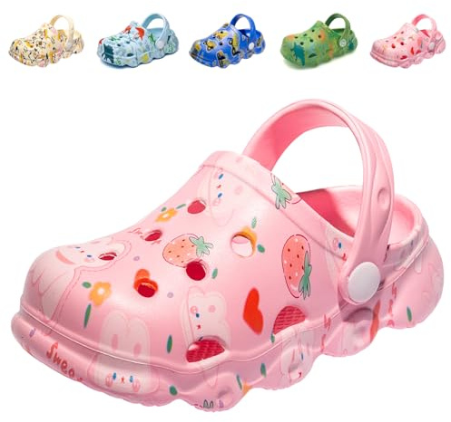 Zoccoli e Sabot Bambini Ciabatte Estive Sandali da Spiaggia Dinosauro Pantofole da Giardino per Ragazzi Ragazze Antiscivolo Scarpe da Piscina Coniglio Rosa EU 22 (Dimensione Etichetta 140mm)