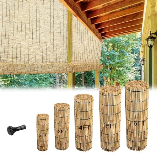 LRHELPBNR Recinto di Privacy Naturale Bamboo da Esterno Recinto di Canne Schermi di bambù Impermeabili per Recinzione Giardino Cortile Divisorio(0.91x14m/3x45.9ft)