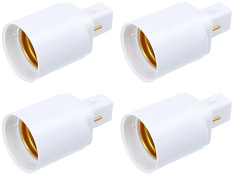 PACKOVE Adaptador de Portalámparas G24d a E27 (4 Unidades), Adaptador de Base de Bombilla de 2 Pines para Iluminación Comercial Doméstica.