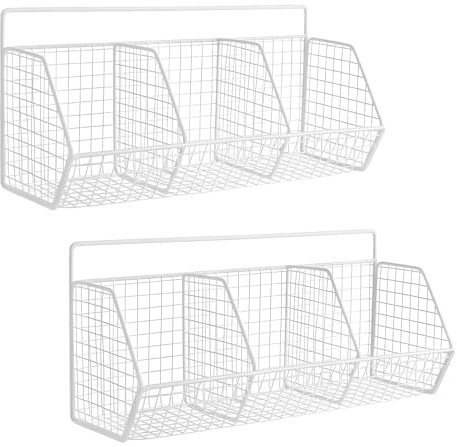 GREENSAPPIRE Wandkorb Metall mit 2 Fächern – Drahtkorb Wand für Gemüse Aufbewahrung – Metallkorb hängend ohne Bohren – Hängekorb Küche & Küchen Organizer für Zwiebel Aufbewahrung und Vorräte