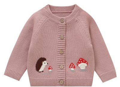 LAWKUL Baby Toddler Cardigan, Warm Long Sleeve Sweater Boys Girls Clothe | Cute Little Mushroom and Hedgehog Knitted Jacket