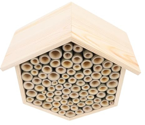 Jenivaint Hexagonal Bee House, massivträ Bihotell för Trädgårdspollinatorer för Att Attrahera Fridfulla Bin, med Robust Design för Förbättrad Trädgårdsproduktivitet