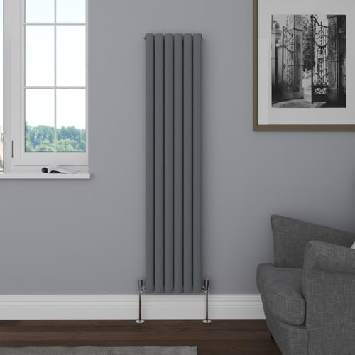 NRG Vertical 1600x354 Oval Column Designer Radiator Central Heating Double Panel Anthracite