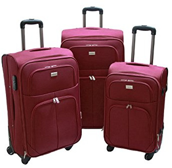Trolley valigia set valigie semirigide set bagagli in tessuto super leggeri 4 ruote piroettanti trolley piccolo adatto per cabina con compagnie lowcost art.214 (Bordò)