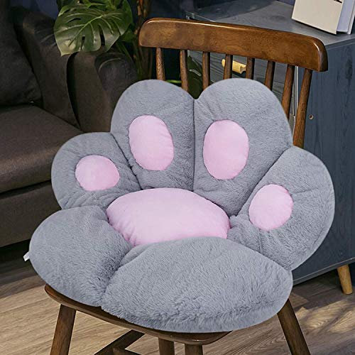 FakeFace Reversible Armchair Seat Cushion Cozy Paw Shaped Chair Cushion Plush Comfort Seat Pad Office Lazy Warm Seat Pillow Bed Tatami Floor Cushion Pain Relief Chair Cushions for Home Office Grey