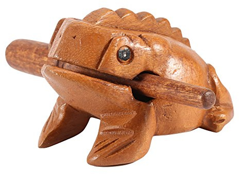 Tissting Hölzerner Frosch Güiro, Traditionelles Schlaginstrument mit Schlägel, 10.6CM Holz Percussion-Instrument für Heim, Büro, Musiker und Sammler