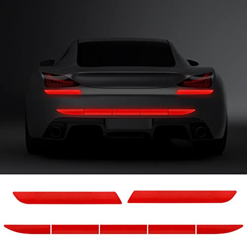 TIESOME 7 Pcs Universal Auto Starke reflektierende Aufkleber, Nachtsichtbarkeit reflektierende Aufkleber umfasst Auto Stoßstange Kofferraum reflektierende Aufkleber (Rot)