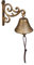 Relaxdays Türglocke Gusseisen, antikes Design, Gartenglocke Vintage, mit Kordel, Glocke für draußen, Wandglocke, Gold, 1 Stück