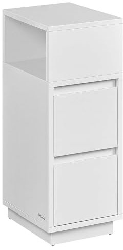 VASAGLE Nachttisch, schmal, Beistelltisch mit 2 Schubladen, offenes Fach nach Links oder rechts flexibel montierbar, für Schlafzimmer, Wohnzimmer, wolkenweiß LET656W01