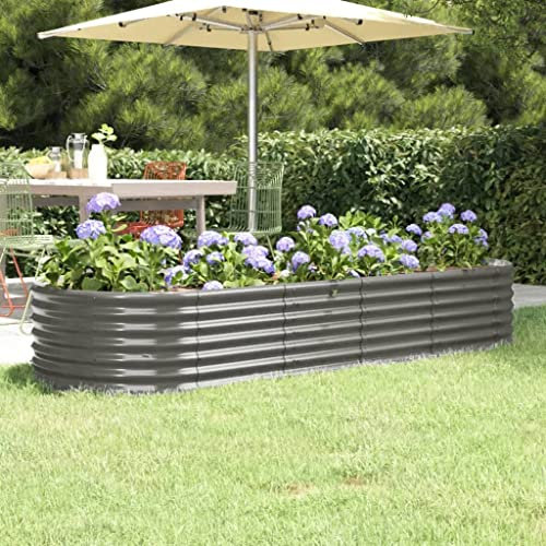 puraday Jardinière surélevée pour jardin - 224 x 80 x 36 cm - Jardinière surélevée - Pour terrasse, potager - Spirale d'herbes - XXL - En métal - Jardinière surélevée en acier - Grand parterre de
