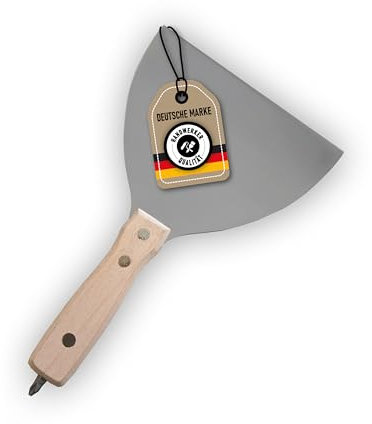 1x ELITE Profi-Trockenbauspachtel – Schraubgriffspachtel mit rostfreiem Edelstahlblatt, 150 mm und Holzgriff, ideal zum ansatzfreien Glätten und Verspachteln von Gips