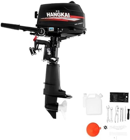 Hangkai Motor fueraborda, 4.4 kW, 2 tiempos, 6 Hp, 102 cc, motor de barco fuera de borda, motor fuera de borda de refrigeración por agua, hélice de 3 palas, motor de arrastre fuera de borda Cdi 4500