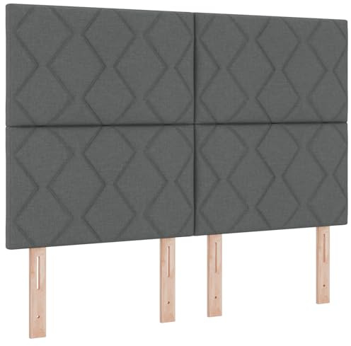 vidaXL Boxspring säng med madrass Mörkgrå 140x200 cm Tyg
