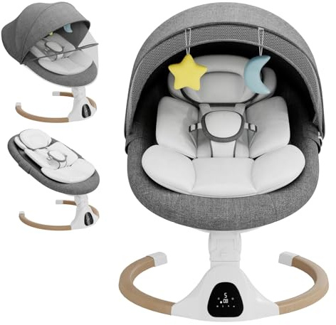 Dondolo elettrico per bambini dalla nascita, 0-6 mesi, colore: grigio