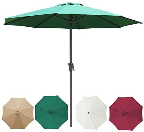 CLSDRZC Parasol de jardín, Mercado con manivela - Paraguas del Mercado de Mesa al Aire Libre de 9 pies/10 pies, ventilación de protección Solar sin Sunshade de Base para terraza, balcón, Patio