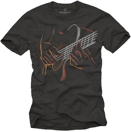 MAKAYA herrtshirt med gitarrmotiv - coolt musik t-shirt för gitarrister och musikälskare