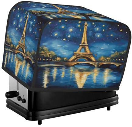 Housse de protection universelle pour grille-pain 4 tranches, motif Tour Eiffel, anti-poussière et imperméable, tissu anti-rayures pour appareils de cuisine