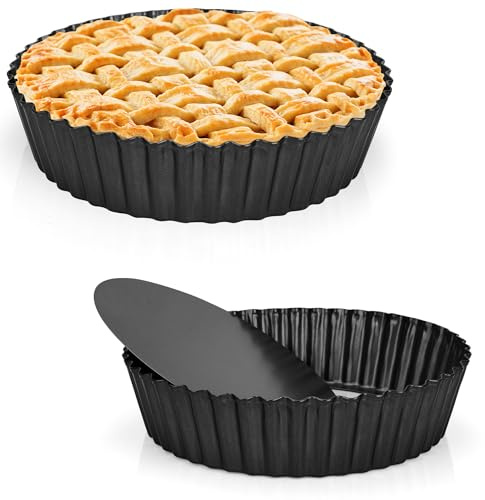 Axincardarm 2 Pcs 5.5cm Deep Quiche Tins with Loose Base Round Non-Stick Quiche Dish, Carbon Steel Tart Tin for Baking Tartlet Pizza Pies, 28cm