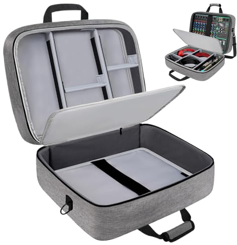 Tasche Für Audiomischpulte - DJ Kabeltasche Für DJ-Equipment Mit Verstellbaren Fächern - Aufbewahrung Für Toninstrumente Zubehör Mit Stoßdämpfender Polsterung Für Kabel Podcast-Zubehör Mikrofone