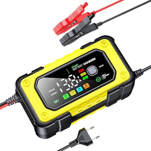 Cargador De Batería para Coche,Cargador De Batería 12V Y 7A para Automóvil - Herramienta De Carga con Pantalla LCD Color E Inflador para Coche Moto Furgoneta - para Vehículos Automóviles Y