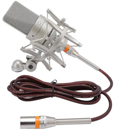 Topiky Ensemble de Microphones à Condensateur, Micro à Diaphragme de 26 Mm pour Podcasting, Chant, Diffusion en Direct avec Câble XLR Résistant aux Chocs (Gold)