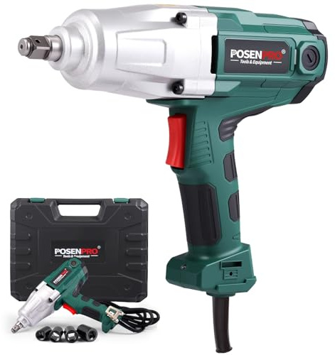 POSENPRO 710W Electric Impact Wrench, Heavy Duty Corded Impact Gun | Max Torque 500Nm 3300RPM, 1/2 Inch with Hog Ring Anvil, for Lug Nuts, Home Repairs, Automotive Maintenance