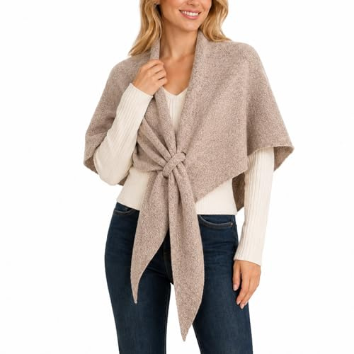 Innfttwo Women Pashmina Shawls and Wraps Soft Knitted Poncho Cape Elegant Triangle Scarf Cardigan for Autumn Winter Wedding Evening Travel