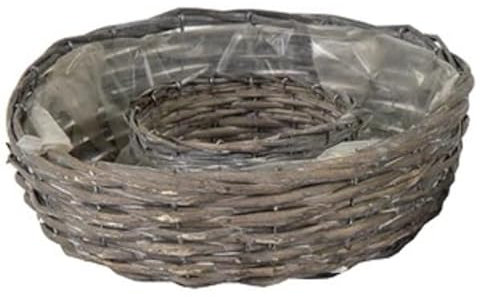 terracotta-toepfe-de Pflanzring ø 35 cm aus Weide, weißgrau-leicht gekalkt Pflanzrad Garten Wohnung Balkon Terrasse Korb Landhaus Adventsgesteck Adventskranz