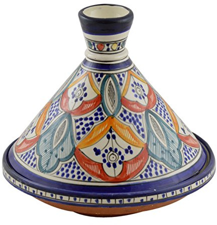 Moroccan Handmade Serving Tagine Exquisite Ceramic With Vivid colors Original Medium 10 inches Across
