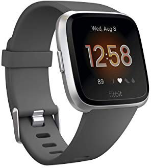Fitbit Versa Lite Smartwatch,GPS,Charcoal/Silver Aluminum, One Size (S & L Bands Included)