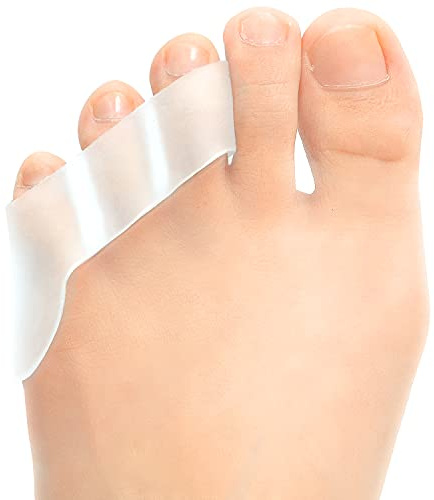 JKcare Pinky Toe Separators & Protectors, Silicone Little Toe Spacer for Overlapping Toe, Curled Toe, Pinky Hammer Toe, Tailor’s Bunion Pain Relief - 6 Pack (Transparent)