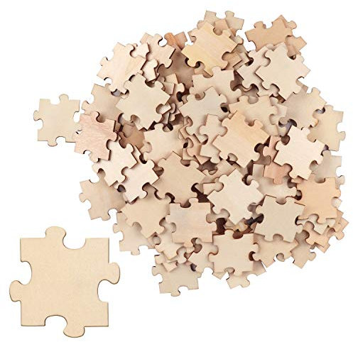 Belle Vous Holz Puzzle Blanko (100er Pack) Puzzle Zum Selber Gestalten 4,5 x 3,8 cm - Puzzle zum Bemalen für Kinder, DIY Kunst und Handwerk und Party Gästebuch Hochzeit Puzzle