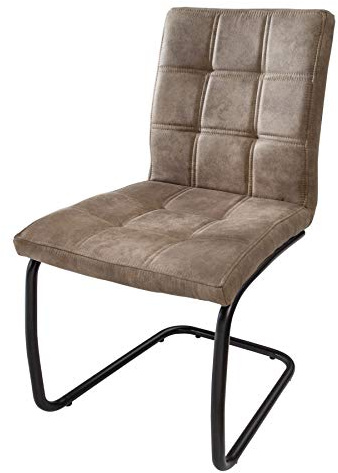 invicta INTERIOR Industrial Freischwinger Stuhl Modena Vintage Taupe mit Ziersteppung Esszimmerstuhl Schwingstuhl Küchenstuhl Besucherstuhl