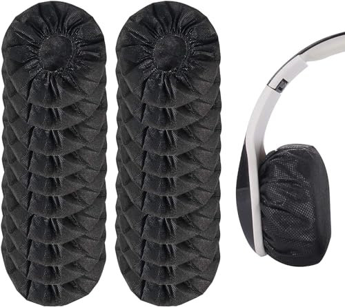 Yizhet Fundas para Almohadillas Auriculares Desechables, 100 Piezas Cubierta de Auriculares para 10 a 12cm / Auriculares Cubierta Sanitarios Elásticas Tela Fundas de Cascos Almohadillas (Negro)