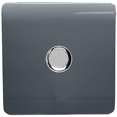 Trendi Artistic Modern Glossy Tactile 1 Gang 2 Way 120w LED Dimmer switch Warm Grey