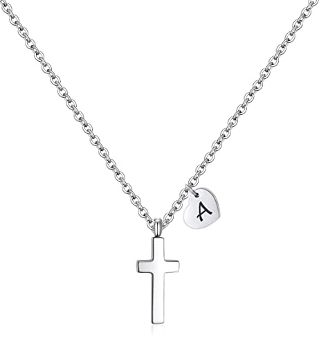 AILAAILA Cross Necklace for Kids, Easter Gifts for Girls, Cross Stainless Steel Pendant Jewelry First Communion Baptism Gifts Birthday Gifts for Teens Daughter