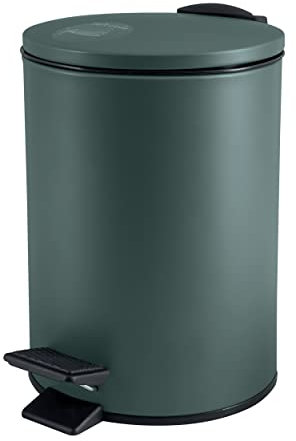 Spirella Adelar Cosmetic Bin, 3 Litres, Stainless Steel with Soft-Close Mechanism and Inner Bucket, Bathroom Bin, Soft Close Waste Bin, Dark Green