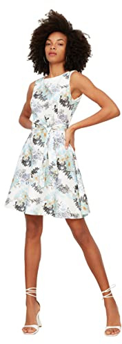 Trendyol Vestido sin Mangas con cinturón, Color Multi, 44 para Mujer