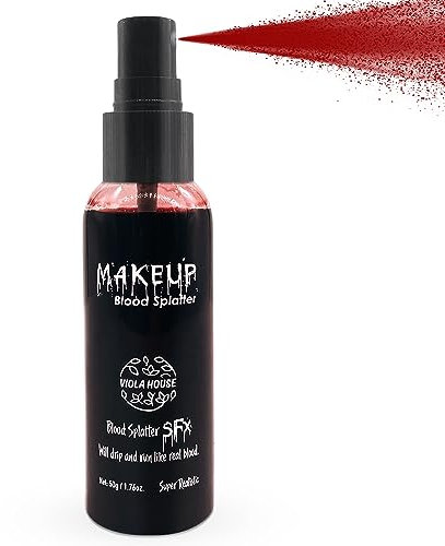 VIOLA HOUSE Faux Sang Spray Halloween Realiste Facile a Nettoyer,Spray de Faux Sang Professionnel Pour La Peau Et Les VêTements,Fake Blood Pour Carnaval Et Carnaval,Sfx Make Up 50g/1.76oz