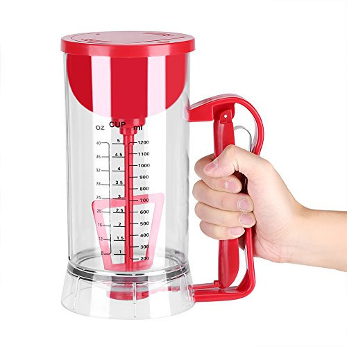 Ejoyous 1200 ML Dispenser per Pastella Elettrico Dispenser per Impasto con Coperchio e Bilancia Mixer per Pancake per Cupcake Caraffa per Pasticceria Misurino per Cialde Mixer per Pastella