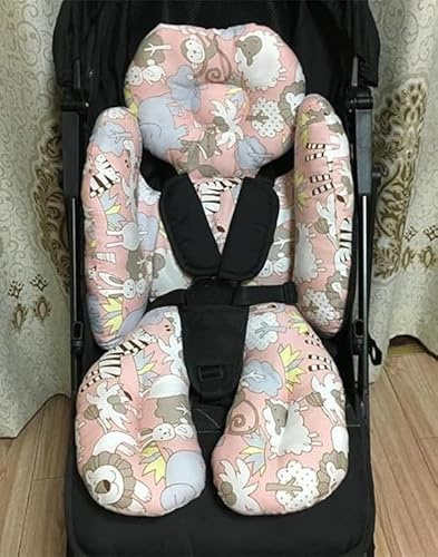 Baby Stroller Cushion Seat Liner Cotton Pushchair Seat Pads Universal Pram Insert Pad Warm Pushchair Seat Covers for Pram Buggy Baby Carriage Washable Winter Thick Infant Pushcar Seat Mat (Pink)