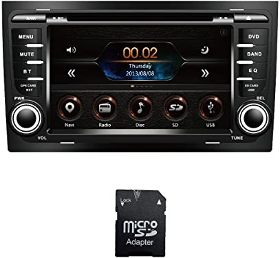 Amaseaudio Wince Autoradio, 2 Din, Kompatibel mit Audi A4 S4 RS4 2002-2007, 7 Touchscreen, Eingebauter DVD-Player, Unterstützung GPS Navigation(inklusive SD-Karte mit Karte), USB Port