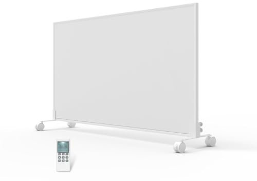 580w Infrared Heating Panel Built in Thermostat- Remote Control, Far Infrared Panel Heate with Rollers - Wall Mounted & Free Standing Eco Energy Efficient Heaters with Timer - 918x618mm
