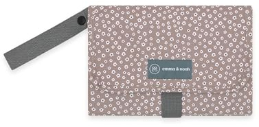 emma & noah Wickelunterlage für Unterwegs, 82x52 cm (gefaltet 25x18 cm), Abwaschbar, Wickeltasche mit Windeltasche für den Kinderwagen, Organizer für Windeln und Feuchttücher (Blume Berry)