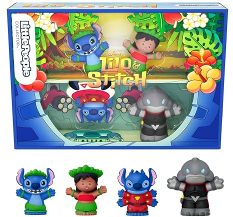 Little People Collector Fisher-Price Disney Lilo und Stitch Sonderausgabe für Erwachsene und Fans, 4 Figuren in Einer zum Ausstellen geeigneten Verpackung, JFC77, [Mehrfarbig]