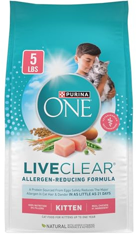 Purina ONE LiveClear Allergen-Reducing Dry Kitten Food Formula with Real Chicken As The Number One Ingredient - 5 lb. Bag