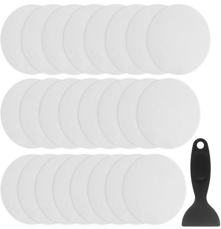 QUARKZMAN 24 Piezas de Pegatinas Antideslizantes para Bañera Ducha Piso 4 Cinta Adhesiva Antideslizante Estilo Ovalado con Raspador para Baño Cocina Escalones de Bañera, Blanco