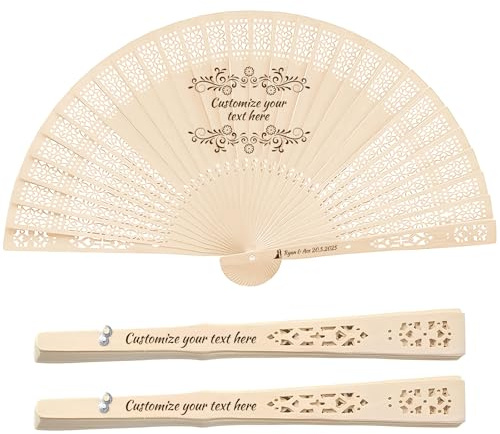 10 Stück personalisierte Hochzeitsfächer, individuelle Handfächer, Hochzeitsfächer, einzigartige Gastgeschenke für Brautpartys, handgefertigte Holzfächer für Gäste (Hohler Holzfächer)