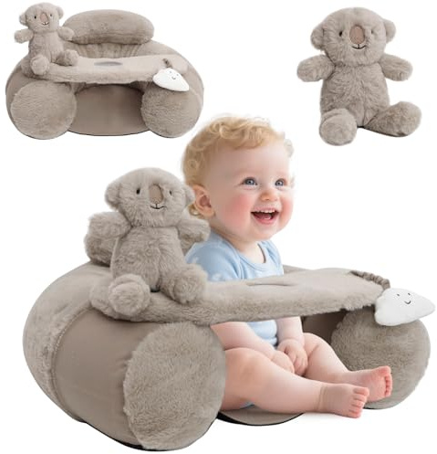 KAKIBLIN Siège de bébé gonflable avec housse pour bébés de 3 à 36 mois, portable, siège gonflable pour s'asseoir et jouer (gris)