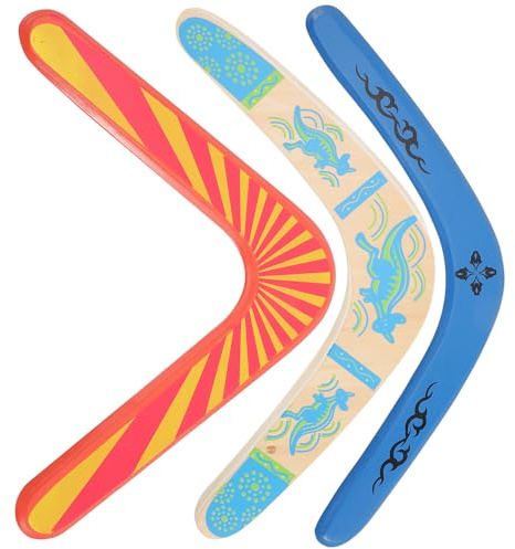 DECORNIJIA Bumerán de Madera 3 Piezas, Juguete Volador Deportivo Seguro, Vuelo Profesional de Regreso, Adecuado para Juegos al Aire Libre y Actividades Recreativas Infantiles